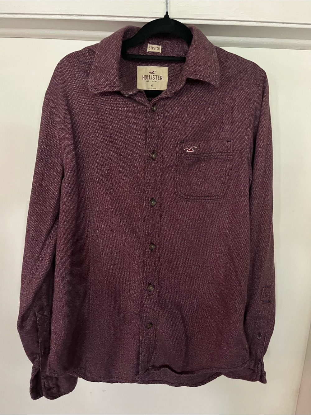 Hollister Men's Long-Sleeve Button-Down Flannel Stretch Shirt